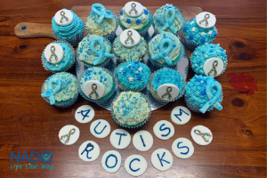 Blue Autism Decorated Cupcakes