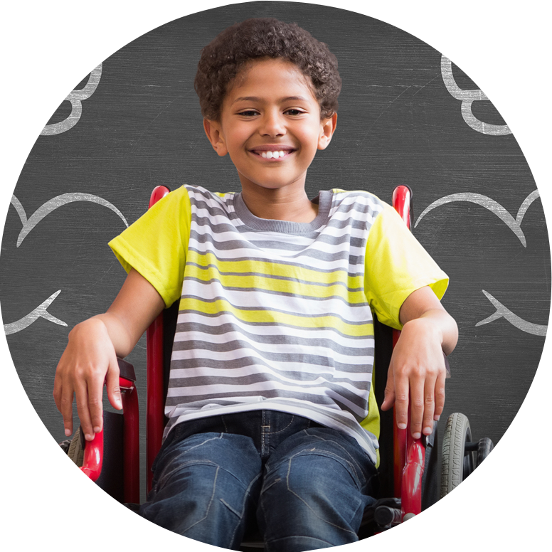 Young boy in wheelchair