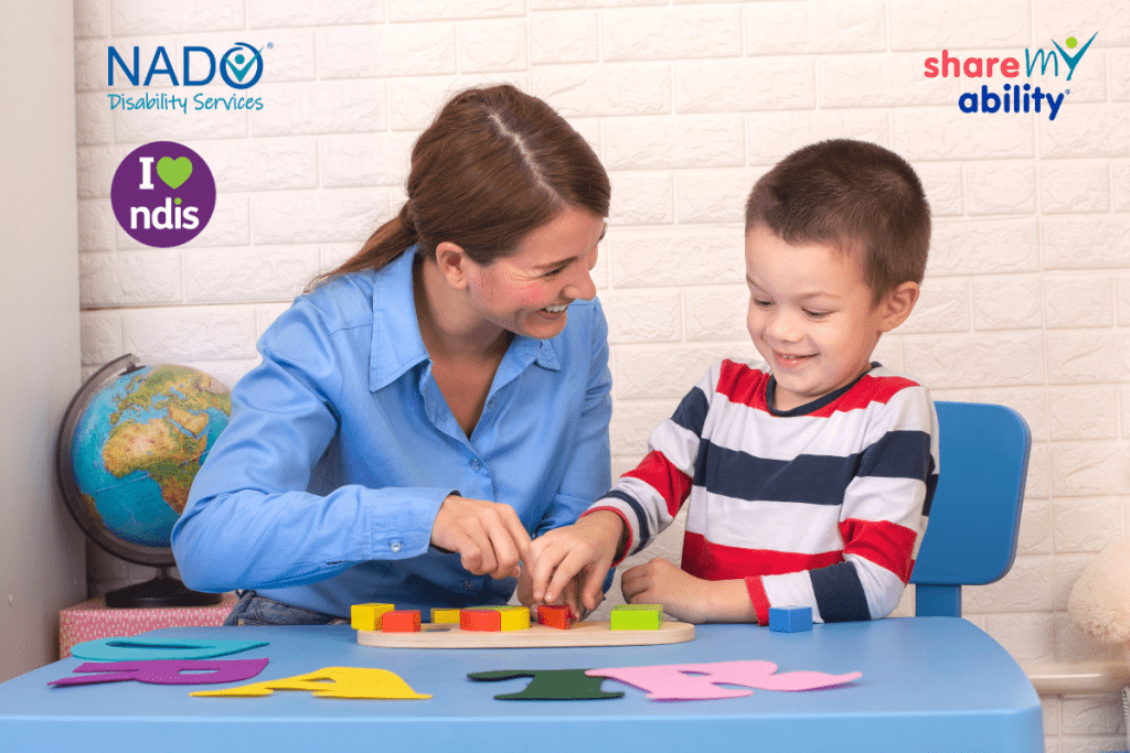 Female therapist with client working on fine motor skills